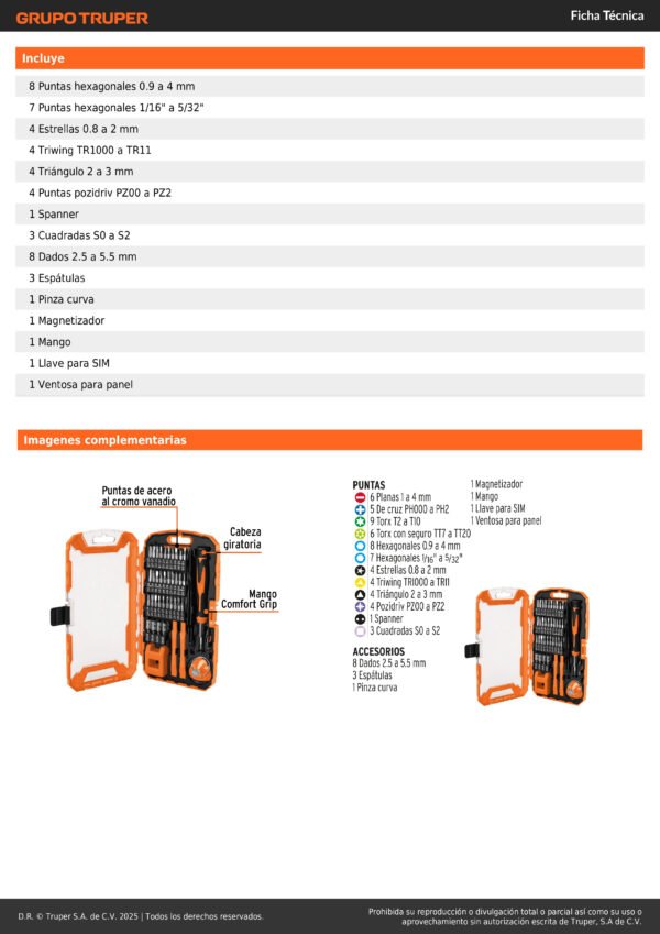 Juego Destornillador Precision Electronica Truper Jgo-tel-77