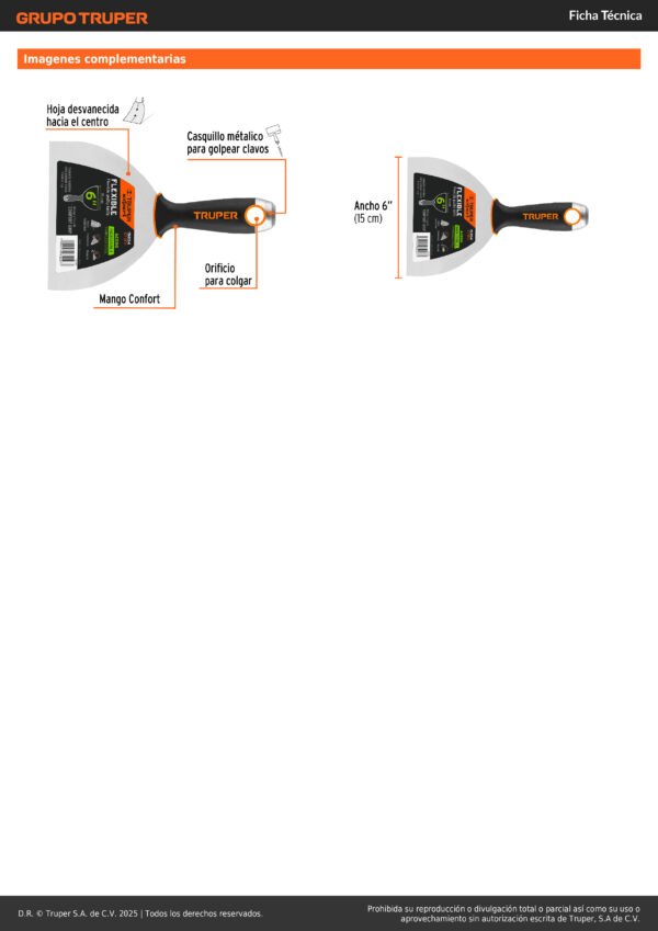 Espátula Flexible Acero Inoxidable 6 Truper