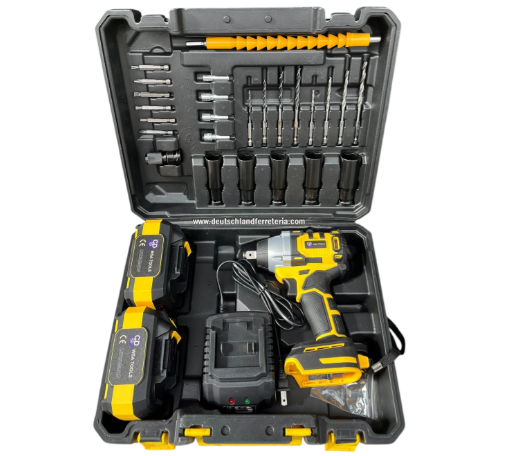 LLAVE IMPACTO 300NM INALAMBRICA 36V + 2 BAT 5AH 5AMP + ADAPTADOR DE TORNILLO Y ACCESORIOS