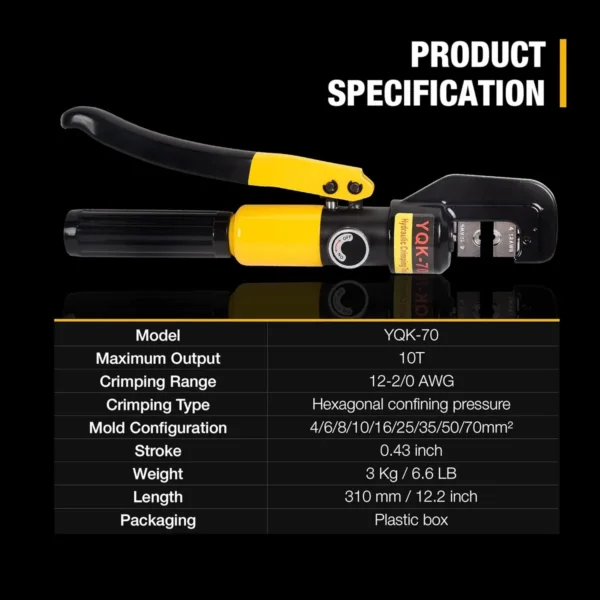 Ponchadora Hidráulica Manual Cables Y Terminales 12 A 20 AWG