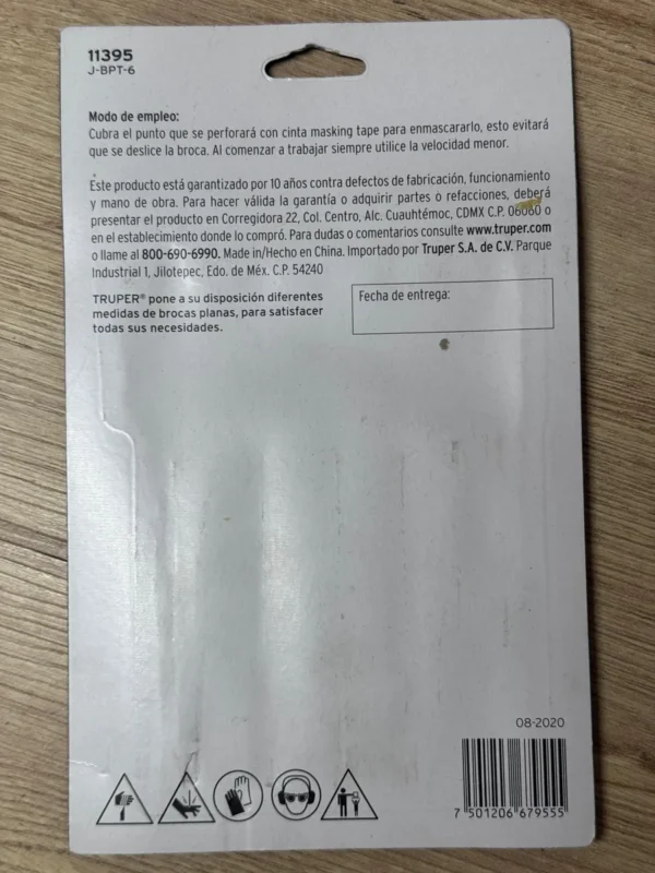 Juego 6 Brocas Espada Para Madera Truper
