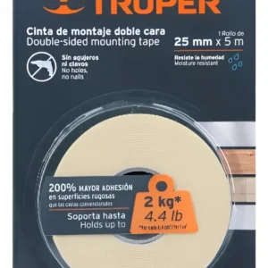 Cinta Doble Faz Rollo 5m X 25mm Truper 11727