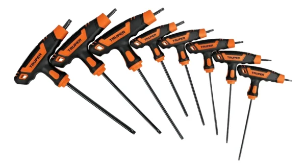 Juego de 8 llaves torx extralargas con mango T - Truper