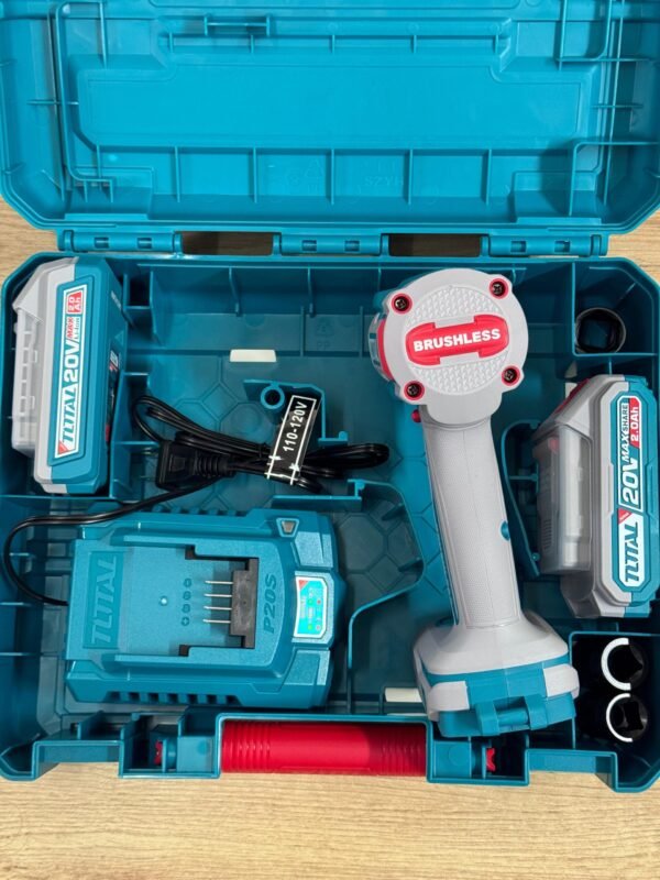 Kit Llave Impacto 400nm Total 20v + 2 Baterias Inalam Total