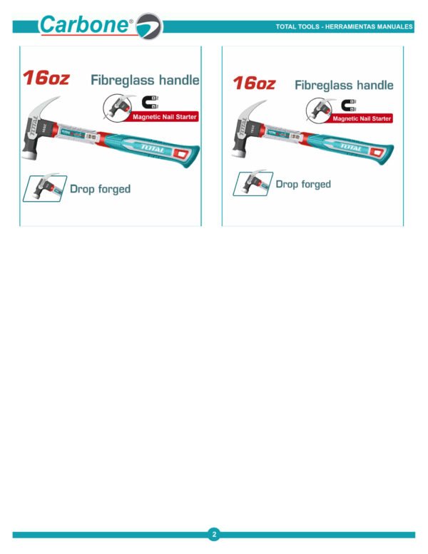 Martillo Carpintero 16oz Mango Fibra Vidrio Total