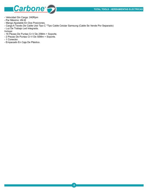 Atornillador Inalambrico 4v Litio + 42 Piezas Total Lapiz