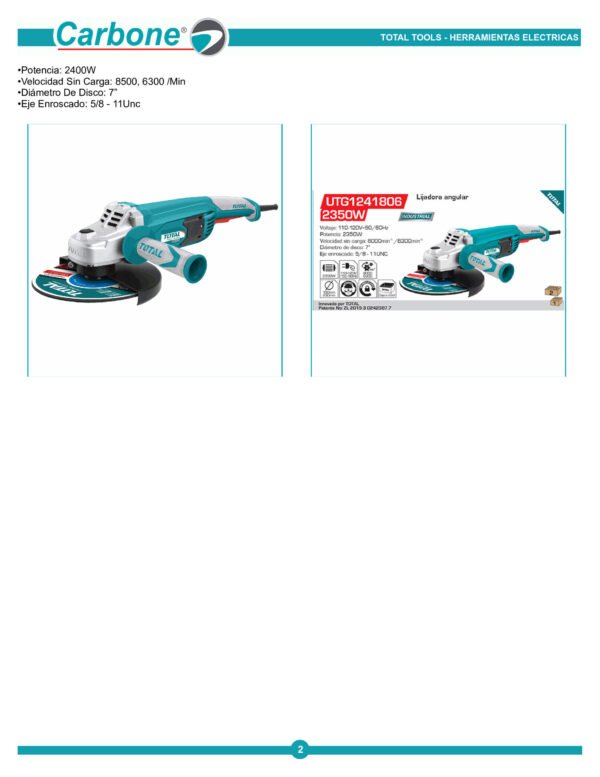 Pulidora Total 7 Industrial 2400w Pesado 110v Eje 5/8