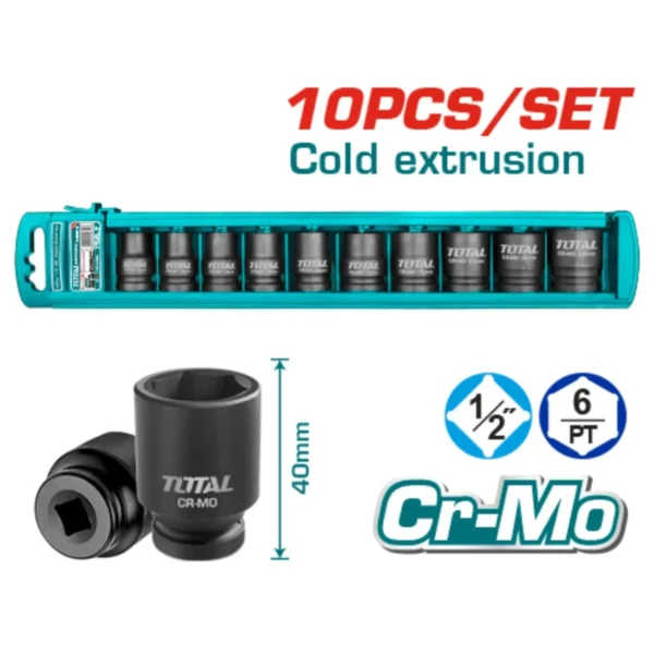 Juego copas impacto largas cuadrante de 1/2 marca total 10mm a 24mm