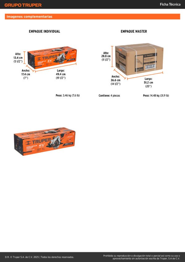 Sierra Circular Compacta 4-1/2'' De Gatillo 750w Truper