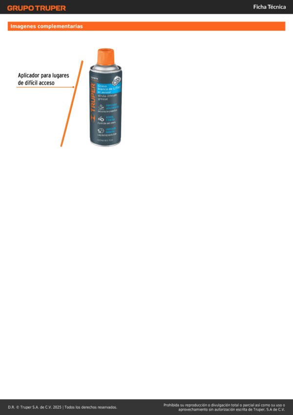 Grasa Blanca Lubricante De Litio Aerosol 295 Ml Truper