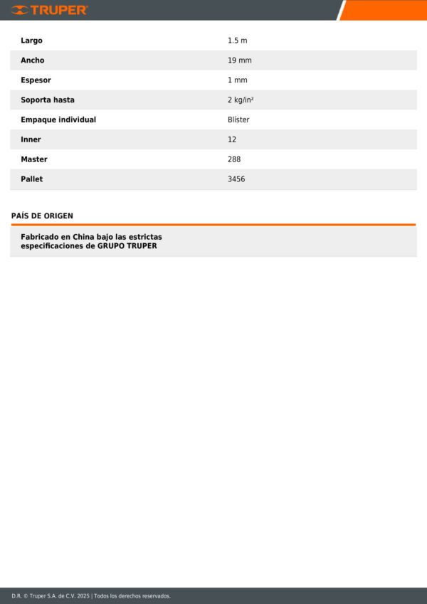 Cinta De Montaje Doble Cara Truper 19mm X 1,5m