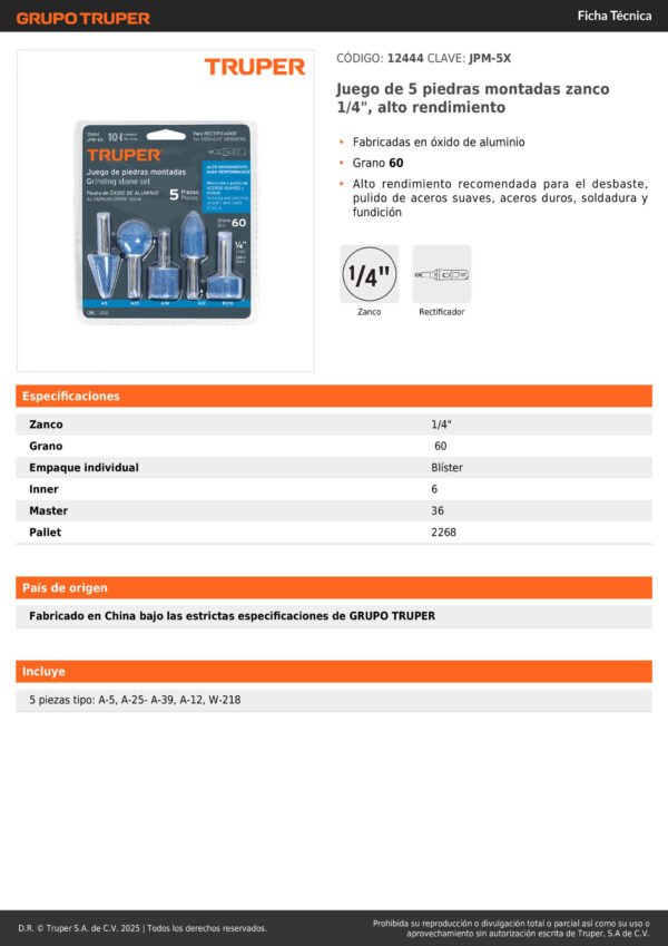 Set X5 Piedras Mototool 14'' Alto Rendimiento Truper 12444