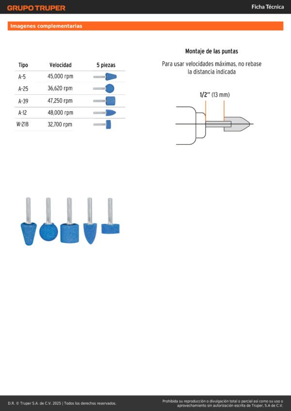 Set X5 Piedras Mototool 14'' Alto Rendimiento Truper 12444