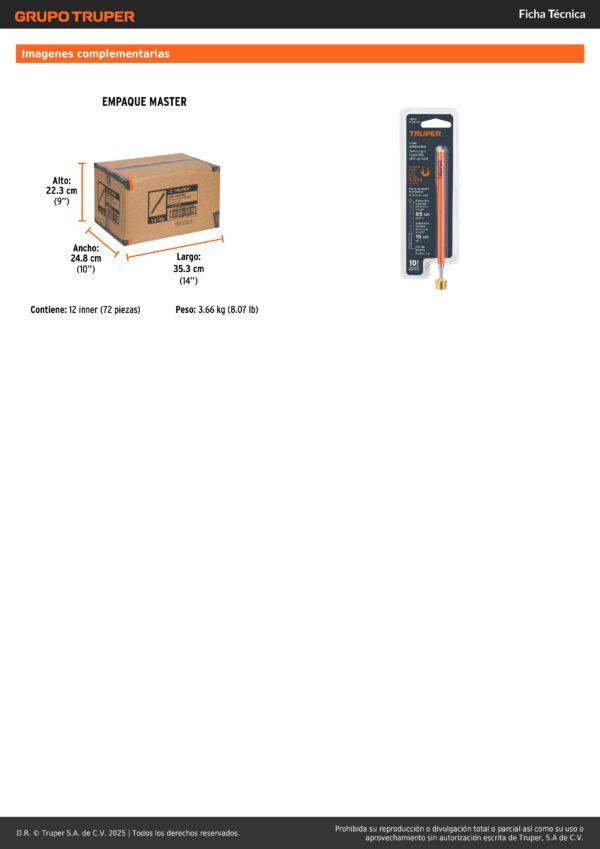 Iman Magnetica Telescopico 1.5kg Metal Truper 14140
