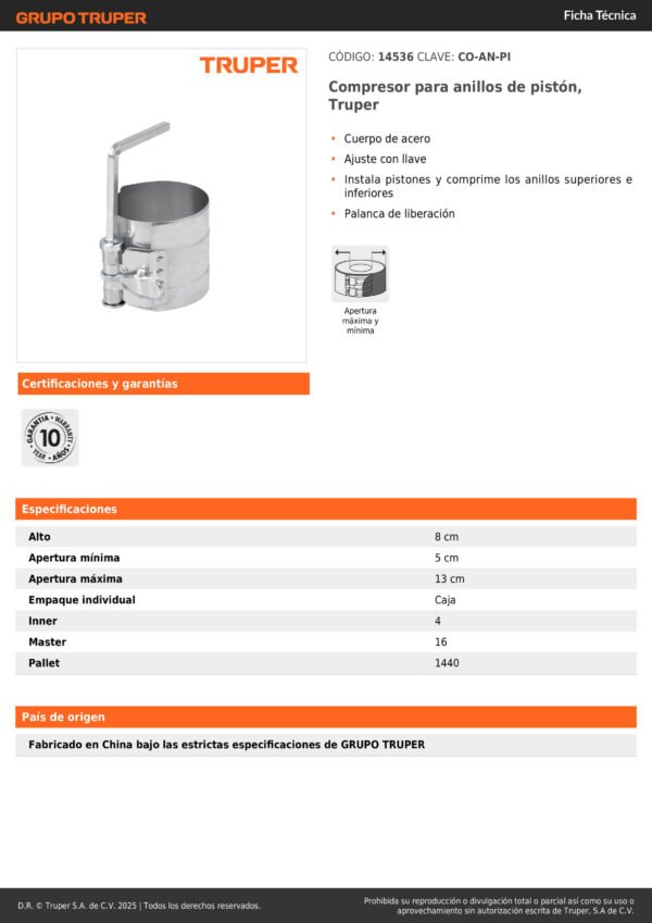 Compresor De Anillos De Pistón Gasolina Truper 14536