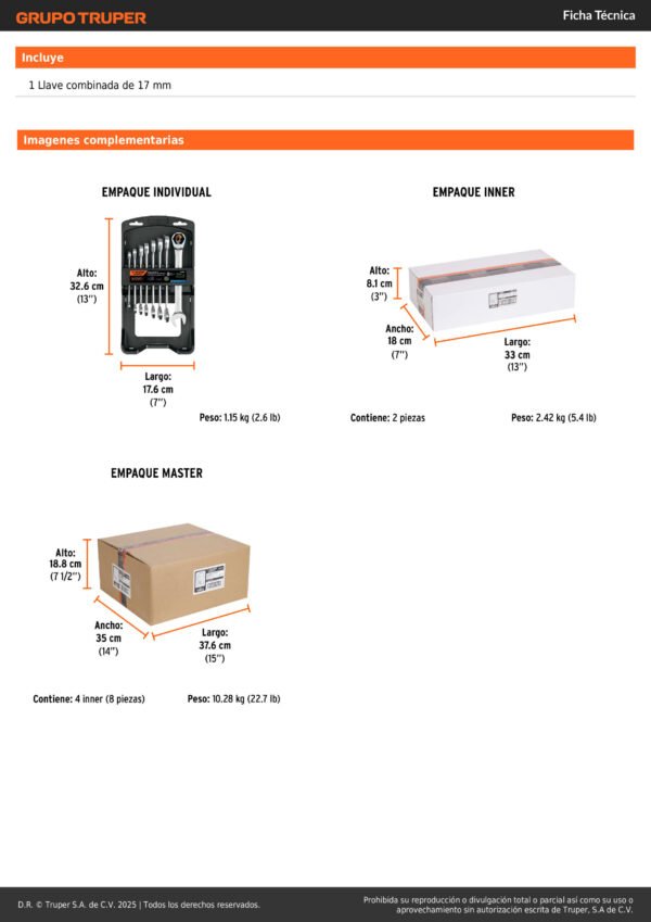 Juego 8 Llaves Mixtas Milimétricas Industrial Ratchet 15816