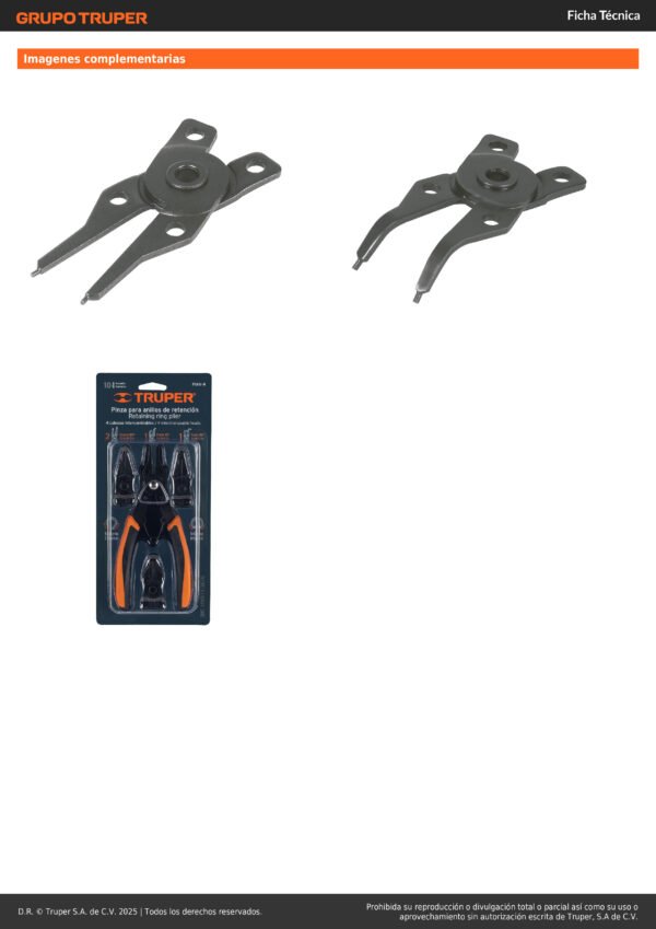 Alicate Para Anillos Retención 4 Cabezas Truper 17355
