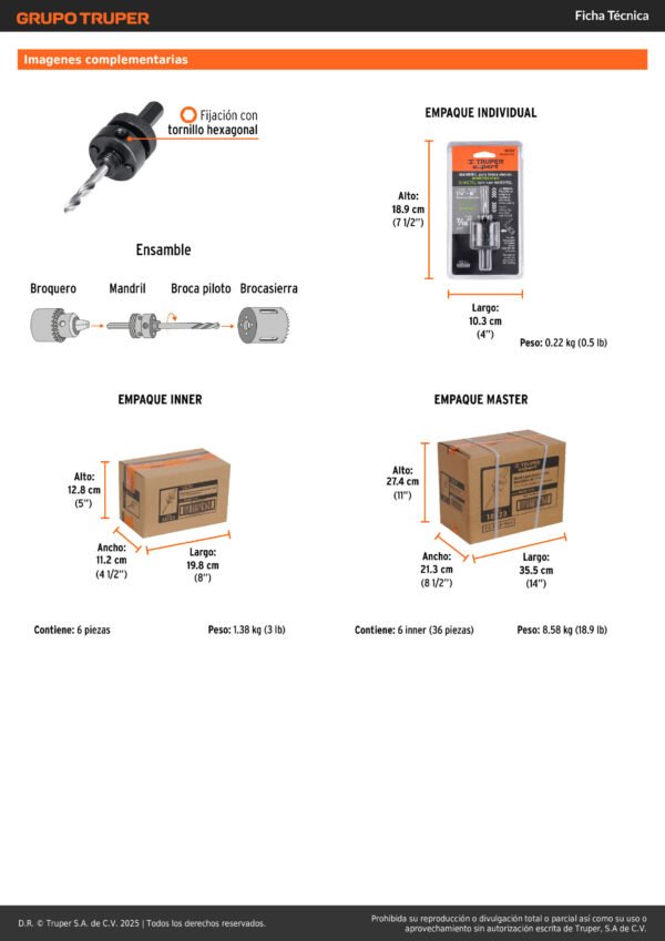 18123_002 Mandril Brocasierras Zanco 7/16'' Para Copas Bimetálicas