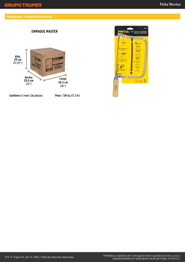 Serrucho Segueta Arco De Calar Con 5 Seguetas Pretul 20000