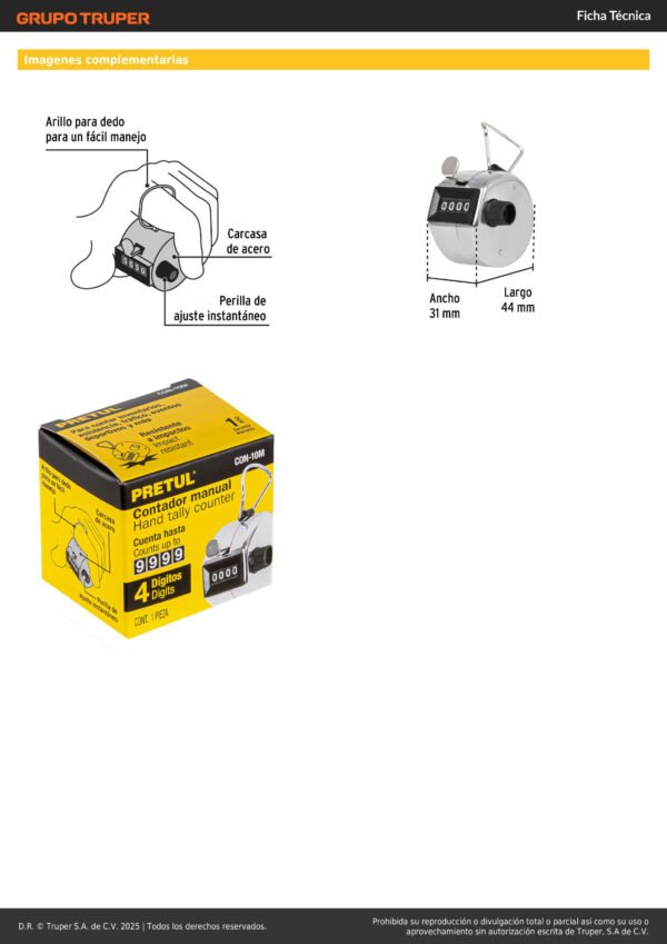 Contador Manual De 4 Dígitos Pretul 24990