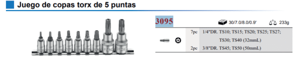 Juego De Cubos Torx Esp 14 9pcs Force 3095