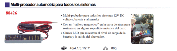 Tester De Bateria Y Alternador 12v Para Carros Force 88426