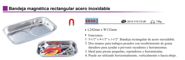 Force 88002 Bja Magnetica Rectangular Acero Inox 242x132mm