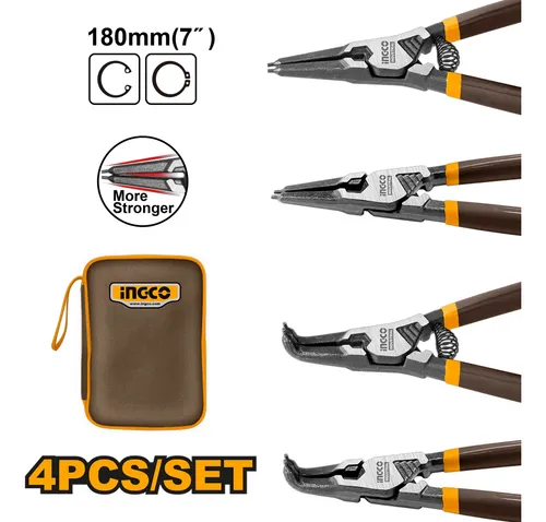 D_NQ_NP_604362-MCO79687939499_102024-O Juego 4 Pinzas De Pin Seeger 7'' Estuche Ingco Hccps26180