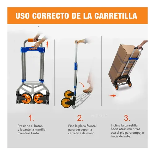 Carreta Plegable Carga Paquetes Ruedas Carro 60kg Wadfow