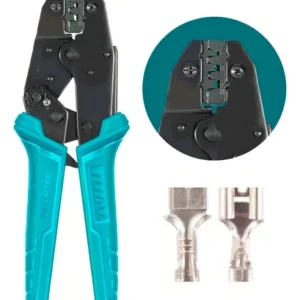 Alicate Pinza Pelacable Terminales 0.5mm A 6mm Con Ponchador Industrial Total 9 Crimpeadora Con Trinquete