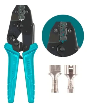 Alicate Pinza Pelacable Terminales 0.5mm A 6mm Con Ponchador Industrial Total 9 Crimpeadora Con Trinquete