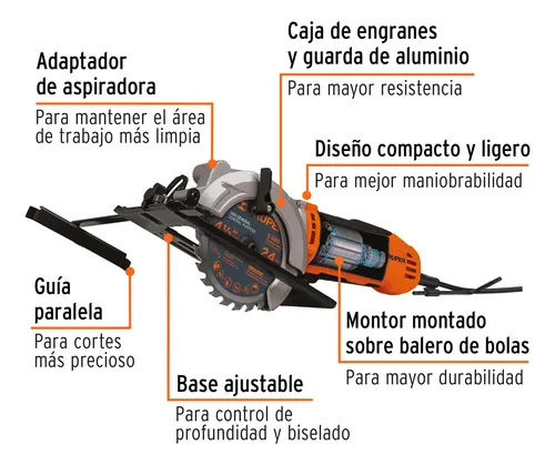 Sierra Circular Compacta 4-1/2'' De Gatillo 750w Truper