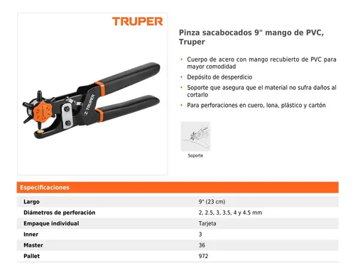 Alicate Sacabocados 9pg Mango De Pvc Truper 17340