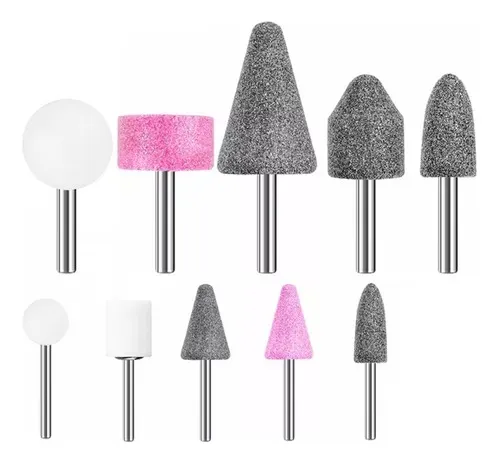 Juego X 10 Puntas Mototool Piedra Metal, Acero Inox, Fresas