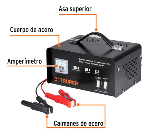 Cargador Bateria Para Carro O Moto 12v 50a Truper 13027