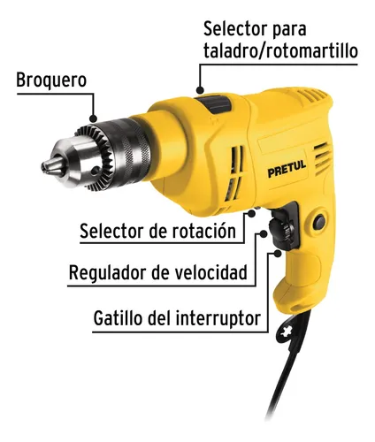 Taladro Percutor 12pg Industrial Reversible 500w Pretul