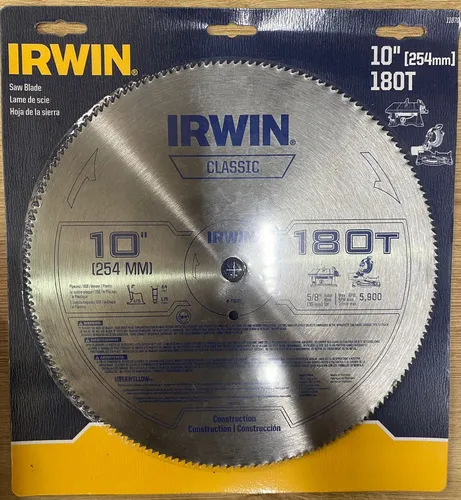 Disco 10'' Sierra 180 Dientes Madera Melamina 58'' Irwin