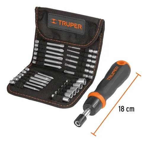 Kit X26 Atornillador Ratchet + Puntas Desarmador + Estuche