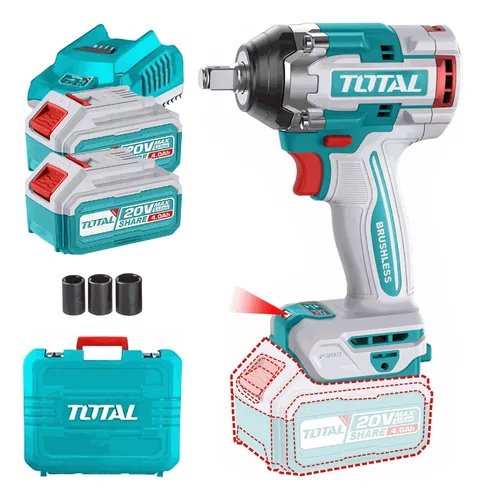 Llave Impacto Total 500nm Inalambrica 20v + 2 Baterias 4.0ah