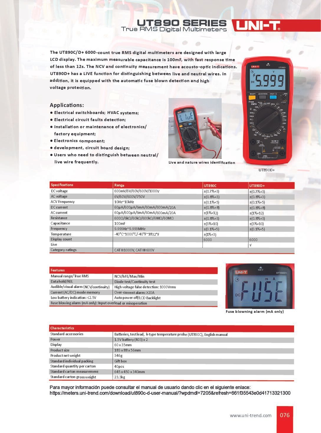Multimetro Digital Tester Acdc(v) 600v _ Dc(a) 10a Uni-t