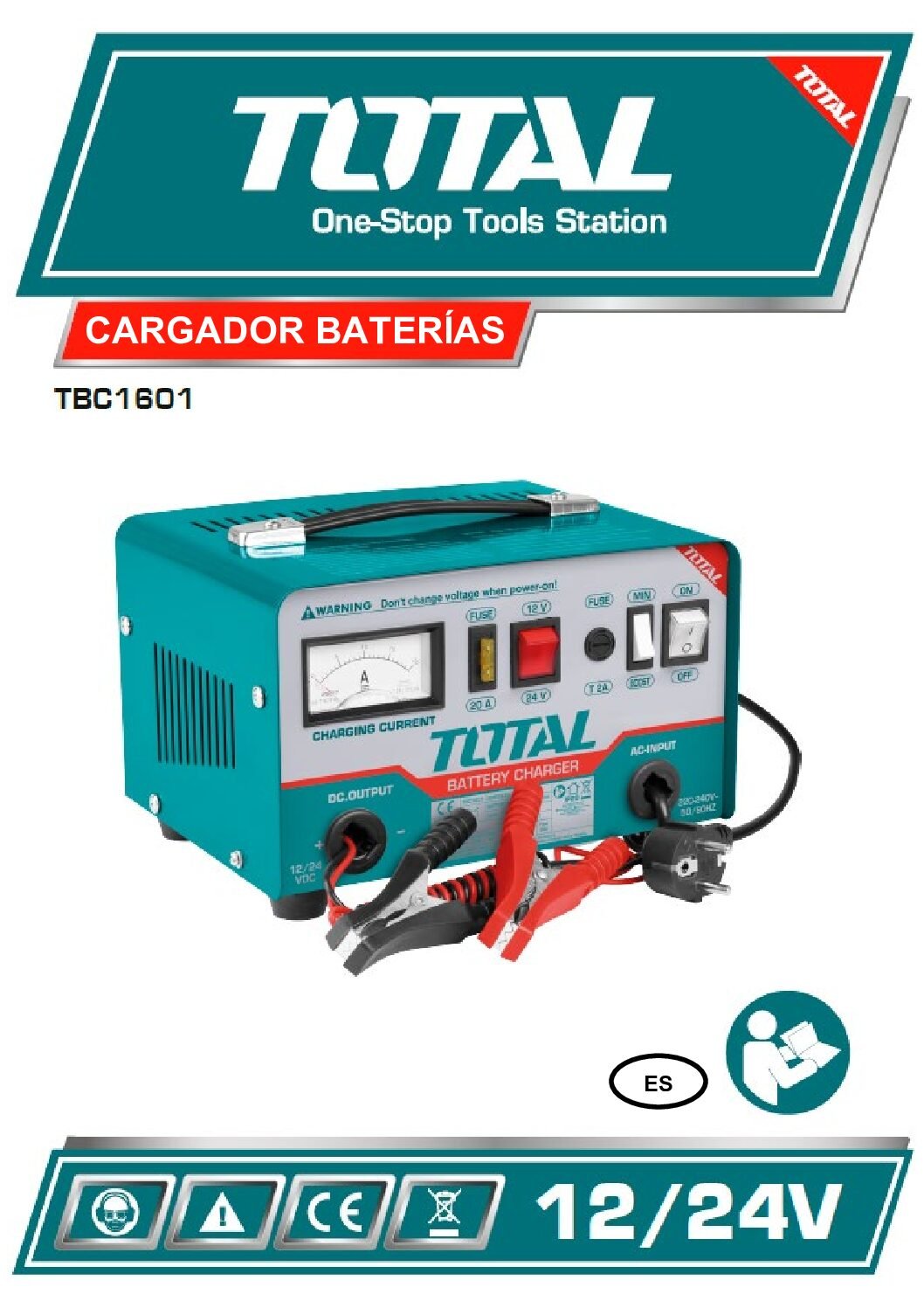 Cargador De Bateria Para Carro 12v Y 24v Total Utbc1601