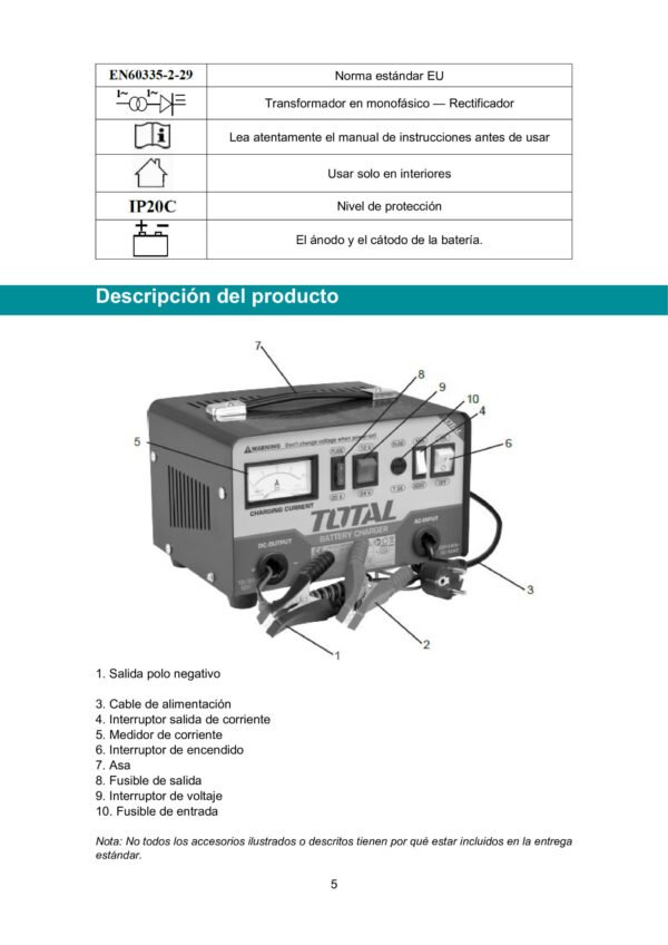 Cargador De Bateria Para Carro 12v Y 24v Total Utbc1601