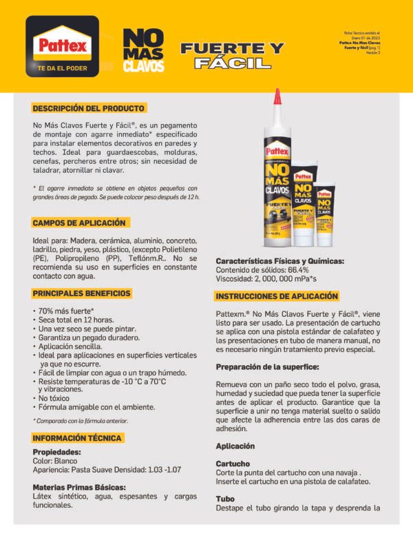 Adhesivo No Más Clavos Pattex 353 G Tubo