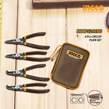 images Juego 4 Pinzas De Pin Seeger 7'' Estuche Ingco Hccps26180