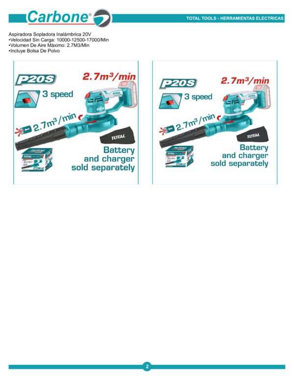 tabli2001-aspiradora-sopladora-i_002 Sopladora Aspiradora De 3 Velocidades Inalambrica 20v Total