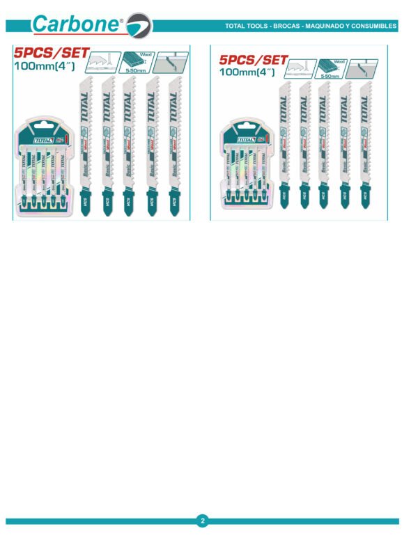 Set 5 Hojas 74mm Para Sierra Caladora Tipo U Para Madera