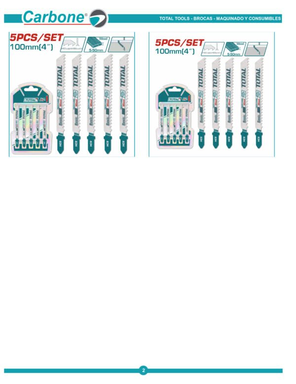 Set 5 Hojas 74mm Para Sierra Caladora Tipo U Para Madera