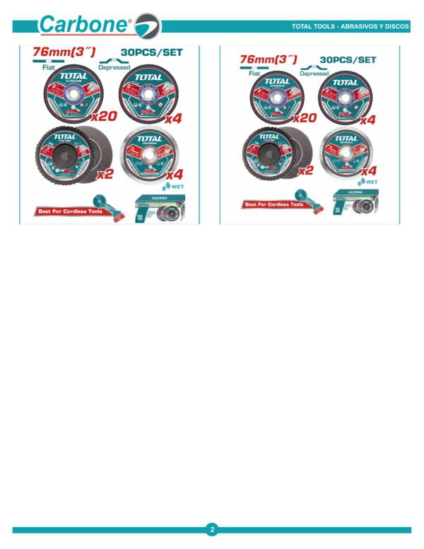 Set X 30 Discos Para Pulidora 3 Corte Metal Total Tac97630