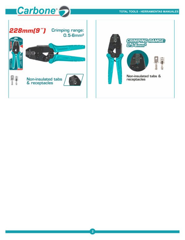 Alicate Pinza Pelacable Terminales 0.5mm A 6mm Con Ponchador Industrial Total 9 Crimpeadora Con Trinquete