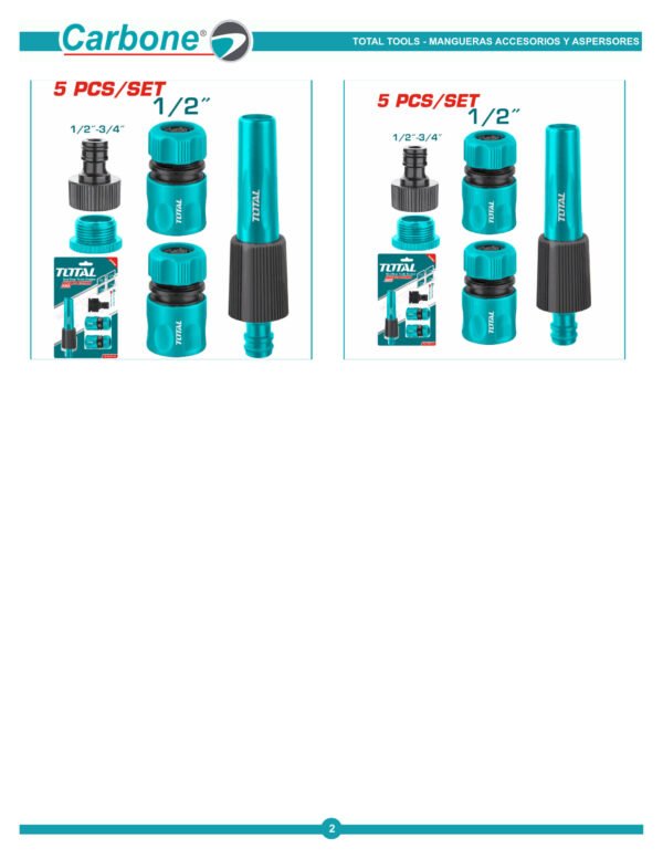 Kit Juego Boquillas Giratorias Para Manguera 5 Piezas Total